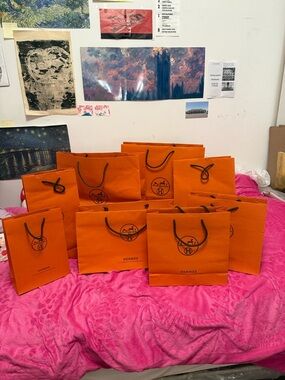 Hermes Orange Shopping Bags (Set)